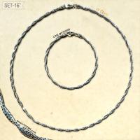 ราคา เซ็ต (สร้อยคอ 16 นิ้ว + สร้อยข้อมือ) อิตาลีเงินแท้ ชุบทองคำขาว เกลียว 2 เส้น YTG-11239 (8874025409)