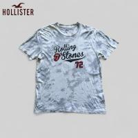 ราคา เสื้อยืดมือสอง Hollister ลาย Rolling Stones สีขาว-เทาอ่อน อก 46 สกรีนเฟดบางจุด (29139349488)
