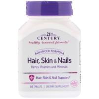 ราคา 21st Century, Hair, Skin & Nails, Advanced Formula, 50 Tablets (1602158137)