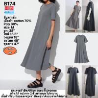 ราคา B174 Uniqlo u ชุดเดรสคอกลม AIRism (แขนสั้น)ทรง A M (41257594627)