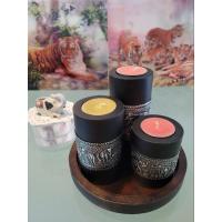 ราคา เชิงเทียน เชิงเทียนไม้ ลายช้าง 3ชิ้น พร้อมถาดไม้ มือสอง (17664558997)