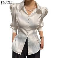 ราคา Zanzea เสื้อเบลาส์ แขนยาว แขนพอง ติดกระดุม ผ่าหลัง เอวลอย แฟชั่นเกาหลี สําหรับผู้หญิง (22579352896)