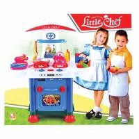 ราคา ชุดครัว มีเตาแก๊สพร้อมตู้อบ มีก๊อกน้ำ มีไฟ - มีเสียง สีฟ้า รุ่น 2396 (668017350)