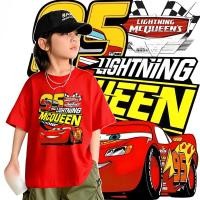ราคา 220G 100% CottonNELLY McQueen เสื้อยืดเด็กคอกลมหลวมสั้น, เสื้อยืด McQueen CAR (45451292404)