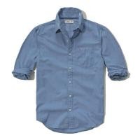 ราคา เสื้อเชิ้ตแขนยาวผู้ชาย Hollister สี Oxford Blue Grey - Standard Marshal (25475221130)