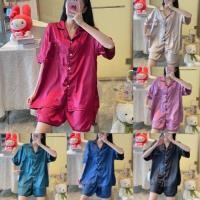 ราคา ชุดนอน ผ้าซาติน อก 52นิ้ว สีพื้น ชุดนอนบิ๊กไซส์ ชุดนอนไซส์ใหญ่ สีพื้น แขนขาสั้น คอปก พร้อมส่ง (22483100461)