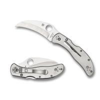 ราคา มีดพับ Spyderco Harpy Folding Knife VG10 Satin Hawkbill Plain Blade, Stainless Steel Handles (C08P) (29591621033)