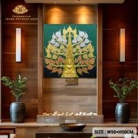 ราคา รูปพระปางสมาธิ ภาพต้นโพธิ์มงคล เงินทองนาค3บารมี ขนาดW50H50CM มี3สี ภาพแขวนติดผนังกรอบลอย กรอบรูปมงคล (16098863596)