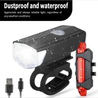 ราคา แพ็คคู่​ ชุดไฟติดหน้ารถจักรยาน​ ไฟจักรยาน LED ไฟหน้าและไฟท้ายจักรยาน แบบชาร์จไฟ USB กันน้ำได้ ความสว่างสูง 3 โหมด (22737598708)