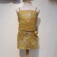 ราคา ชุดเดรสสั้น เดรสสำหรับเด็ก ชุดราตรีเด็ก สีทอง (5654910872)