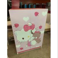ราคา ใหม่!!!!ตู้เสื้อผ้าเด็ก 2 บานลายคิตตี้ ขนาด 80*47*120 cm. (2368867970)