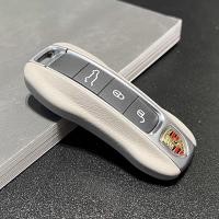 ราคา Matte Grey Bordeaux Red Porsche Key Shell หนังแท้ Macan Cayenne Taycan Paramela 911 ผ้าคลุมรถหัวเข็มขัด (44474604392)