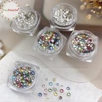 ราคา OnePeache 100PCS Sparkle Glitter สีสันสีขาว Mini เล็บคริสตัลเพชรรอบด้านล่างแบนเล็บอัญมณีเล็บ Rhinestones Decor เล็บ Charms TH (56702275946)