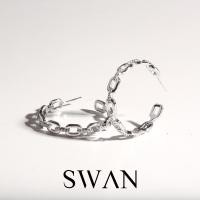 ราคา [ส่งด่วนฟรี]SWAN - Chain Hoop Earring ต่างหูห่วงเงินแท้ ดีไซน์โซ่ ฝังเพชรคิวบิกเซอร์โคเนีย (10977138795)