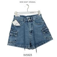 ราคา WOWSHOP WS923 กางเกงยีนส์ขาสั้นคาร์โก้ ร้อยเชือกผูกเอว (41374460149)