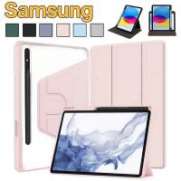 ราคา Triple fold เคสหมุนได้ 360° เคส Samsung Galaxy Tab S8 S7 S9 S7FE S9FE S9FE+ Galaxy Tab S9+ S8+ S7+ S10+ A7 A8 A9 A9+ S6Lite Right pen เคสฝาพับ Samsung Samsung case (29866415063)