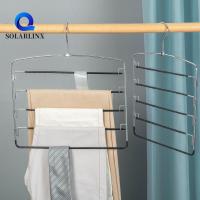 ราคา SOLARLINX ชั้นวางกางเกง 5 ชั้น,โลหะเคลื่อนย้ายได้ไม้แขวนเสื้อกางเกงหลายชั้น,มัลติฟังก์ชั่นํามาใช้ใหม่ลื่นแขวนราวแขวนเสื้อผ้าผูก (54252094351)