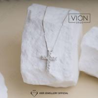 ราคา Vion S925 สร้อยคอ 16074 สร้อยคอไม้กางเขนเงินสตรี, สร้อยคอไม้กางเขนเงิน 925 โดย Vier Jewellery (40822666823)