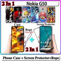 ราคา 2 IN 1 เคส Nokia G50 พร้อมกระจกนิรภัยกันรอยหน้าจอโค้ง เซรามิค ลายนารูโตะ และวันพีช (17975379416)