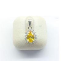 ราคา จี้บุษราคัม จี้เงินแท้ 925 ล้อมเพชรสวิส ชุบทองคำขาวแท้ (19501697140)