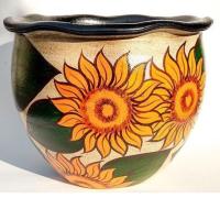 ราคา กระถางดินเผาปากหยักเขียนลายดอกทานตะวัน ขนาด 12 x 9 นิ้ว (7739497136)