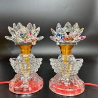 ราคา โคมไฟดอกบัวคริสตัล ตัวเรือนสีทอง (ราคา 1 คู่) แจกันหรู โกมูสุ เปลี่ยนสีสดใสและหลายสี (42724190193)
