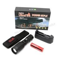 ราคา ไฟฉายแรงสูง UltraFire รุ่น XML-T6 28000Lumens 22000W ปรับไฟ 5โหมด ไฟฉายซูม ส่องสว่าง กันน้ำ ทนทาน ฟรีถ่านชาร์จ ของแท้ (27062010447)