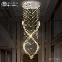 ราคา โคมระย้าคริสตัลห้องรับแขกโคมไฟระย้าที่ทันสมัยเรียบง่ายแบบคู่บันไดโคมระย้าเกลียวคู่โคมระย้าคริสตัลยาว V1YQ (27359110505)