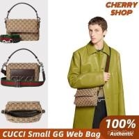ราคา [NEW 25] Gucci Small GG Web Crossbody Bag กระเป๋าสะพายข้างผู้ชาย 821617 FAEHA97102 (41007467003)