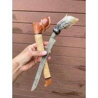 ราคา มีดบาดิตด้ามเขาควายเผือกแกะสละละเอียดสามชั้นใบเหล็กเก่าเกร็ดเม็ดทรายแบบโบราณใบยาว9นิ้วยาวรวม14นิ้ว (40518645157)