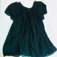 ราคา เสื้อชีฟองสีดำ คอยางยืด มือสอง (3305317327)