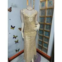 ราคา MAXI DRESS เดรสออกงานแขนเดียวปักเลื่อมสีทองวิ้งทั้งชุด (27692271921)