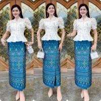 ราคา ผ้าถุงผ้าไหมแกมฝ้ายทอลาย (40873763597)