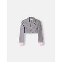 ราคา (ของแท้) Bershka contrasting cropped blazer เบลเซอร์ทรงครอป สีเทา ปลายแขนสีชมพู (26867742786)