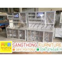 ราคา ตู้ครัวอลูมิเนียม 3 เมตร ท๊อปโค้ง หน้ากระเบื้อง อ่างล้างจาน (3884764625)