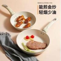 ราคา (ขนาด28ซม.ใหญ่)กระทะเคลือบหินอ่อนกระทะnon-stickกระทะเทปลอนสีขาวออฟไวท์ (15401445738)