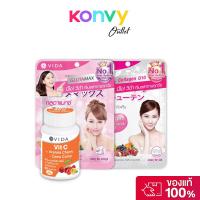 ราคา Vida GlutaMax 30 Capsules + Collagen Q10 52 Tablets + Vit C From Acerola Cherry And Camu Camu 60 Capsules. (42265365228)