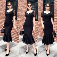 ราคา ชุดดำ เดรสสีดำ ชุดไทยจิตรลดา ชุดดำสุภาพ ชุดดำแฟชั่น ชุดผ้าไหมสีดำ (12417025803)