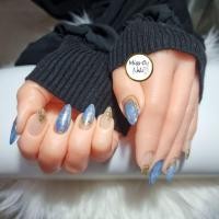 ราคา งานพรีเมี่ยม สีฟ้ากลิตเตอร์ pvc ยืดหยุ่น เล็บปลอมสำเร็จรูป เล็บPVC งานสีเจล 100% (42926635153)