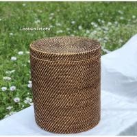 ราคา ตะกร้าหวายวงกลมฝาปิด ถังหวายวงกลมมีฝาปิด หวายแท้ (20047948171)