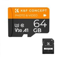 ราคา 64g micro SD การ์ด U3/V30/A1 พร้อมอะแดปเตอร์การ์ดหน่วยความจําเหมาะสําหรับกล้องเฝ้าระวังภายในบ้านกล้องล่าสัตว์และบันทึกการขับขี่การ์ดหน่วยความจํา K&F CONCEPT (29913206518)