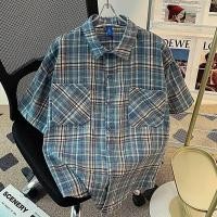 ราคา เอร์เชนชิ เสื้อเชิ้ตผู้ชายอเนกประสงค์ลําลองหลวมลายสก๊อตเสื้อแขนสั้นสไตล์เกาหลี (27781127127)