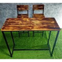 ราคา โต๊ะบาร์ โต๊ะกาแฟ พร้อมเก้าอี้2ตัว สุดหรู loft style ยาว 110 ซม. กว้าง40ซม. สูง100cm เก้าอี้บาร์ สุดหรู สูง 75cm ถึงเบาะ (7617700700)