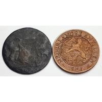 ราคา เหรียญ VOC, 2 Duit, 1790 & Netherlands Antilles, 1 Cent, 1954, Nice pair, Two coin LOT, ส่งฟรี Free Shipping (17393282983)
