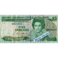 ราคา ธนบัตรรัฐแคริบเบียนตะวันออก 5 Dollars ปี 1986 (24651671843)