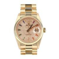 ราคา Rolex Rolex Weekly Diary Type 18K Gold 18038 ด้านหลังเพชร Gypsophila นาฬิกาผู้ชายนาฬิกากลไก (43926842608)