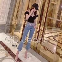 ราคา กางเกงยีนส์ผ้ายืดขาม้าเล็ก ต่อเพชรรอบเอว (2678909905)