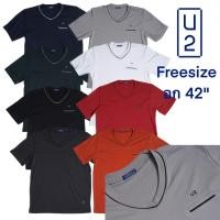 ราคา U2 MEN'S เสื้อยืดคอวี กระเป๋าหลอก ปักโลโก้ U2 รุ่น 7269 (17597681623)