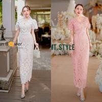 ราคา เดรสยาว เดรสลูกไม้ สีขาว สีชมพู งานป้าย my style (26426278858)