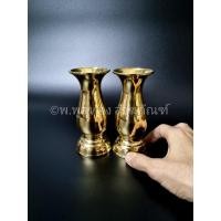 ราคา แจกัน ทองเหลือง แจกันทรงอ้วน สำหรับใส่ดอกไม้ ถวายพระ 4-6 นิ้ว (ราคาคู่ละ) (22507384596)